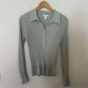 Athleta Sweet Bay Henley Green Blue Gray Long Sleeve Top